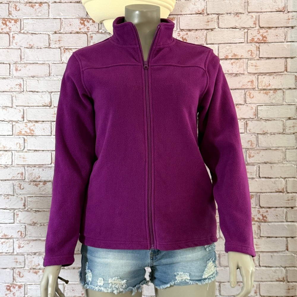 Bass Pro Shops Womens XL Purple Fleece Full Zip Mock Neck Jacket Outdoor Layer
